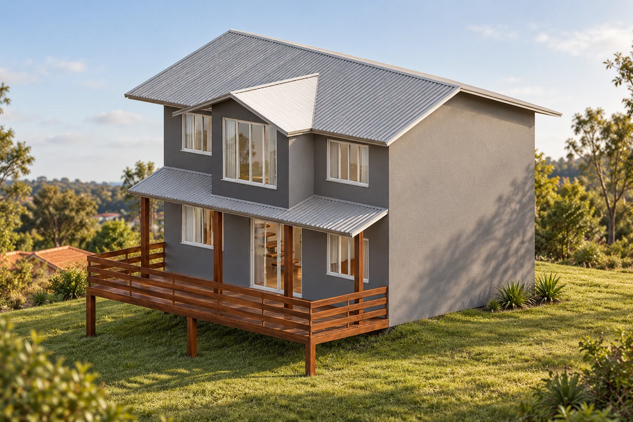 Casa com deck — render ilustrativo