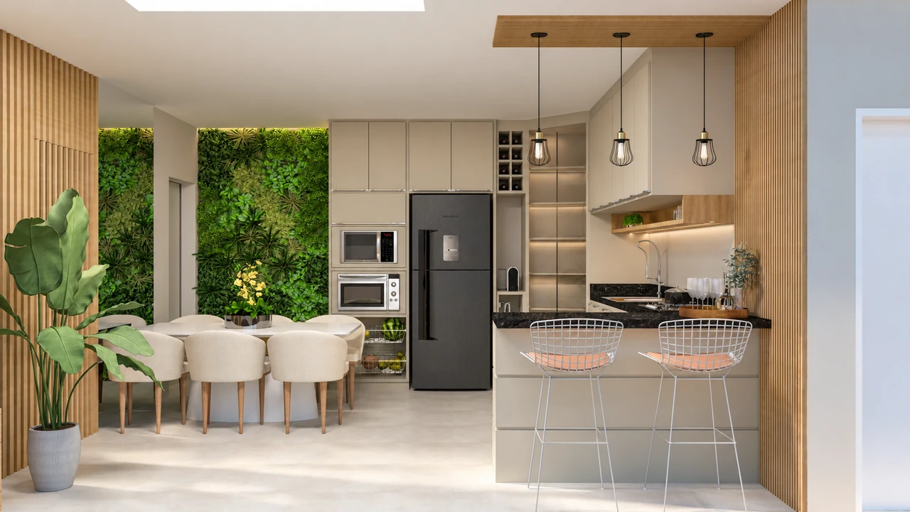 Construção e interior — render ilustrativo