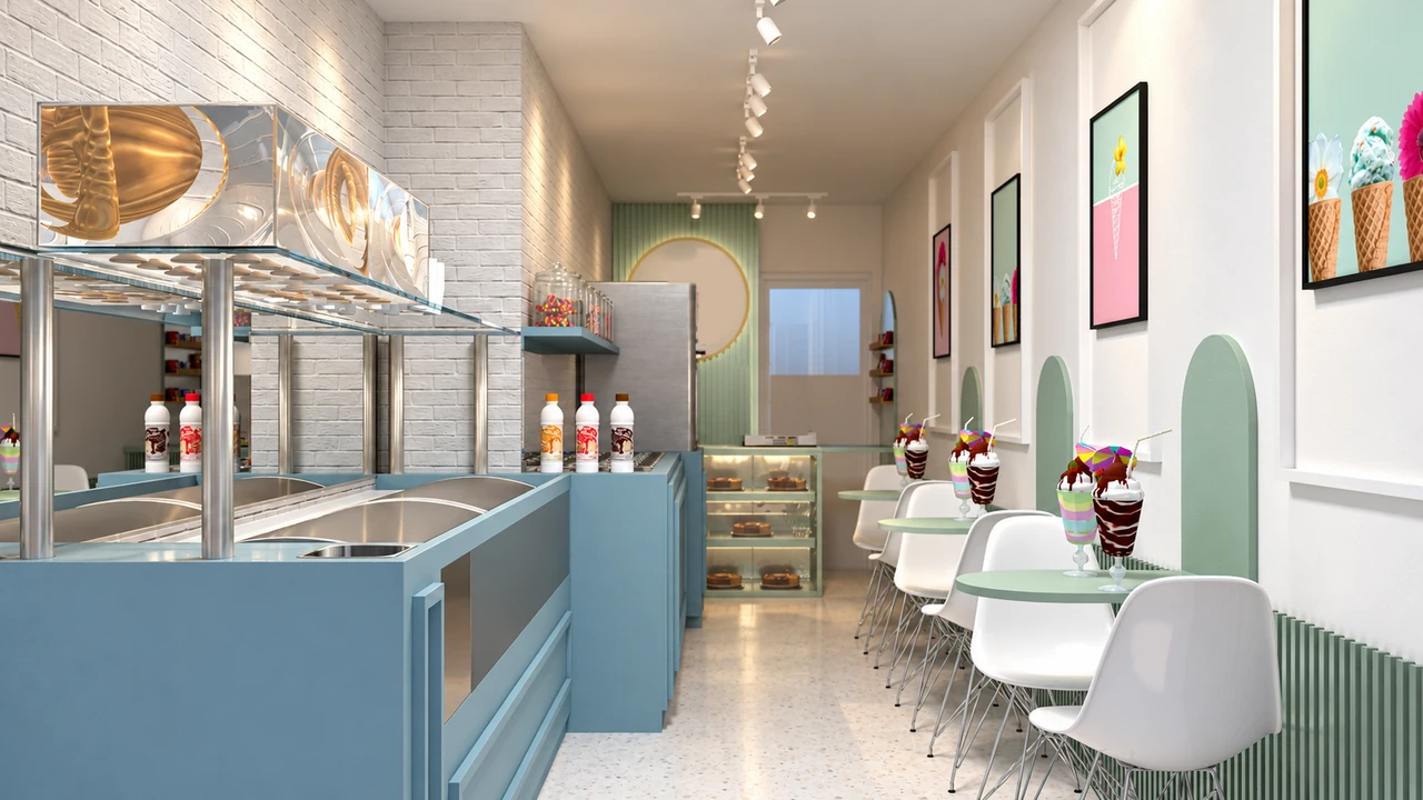 Sorveteria — render ilustrativo